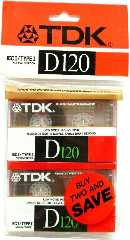 Blister TDK D 120 "D-120U2" Type I Normal 1988 USA