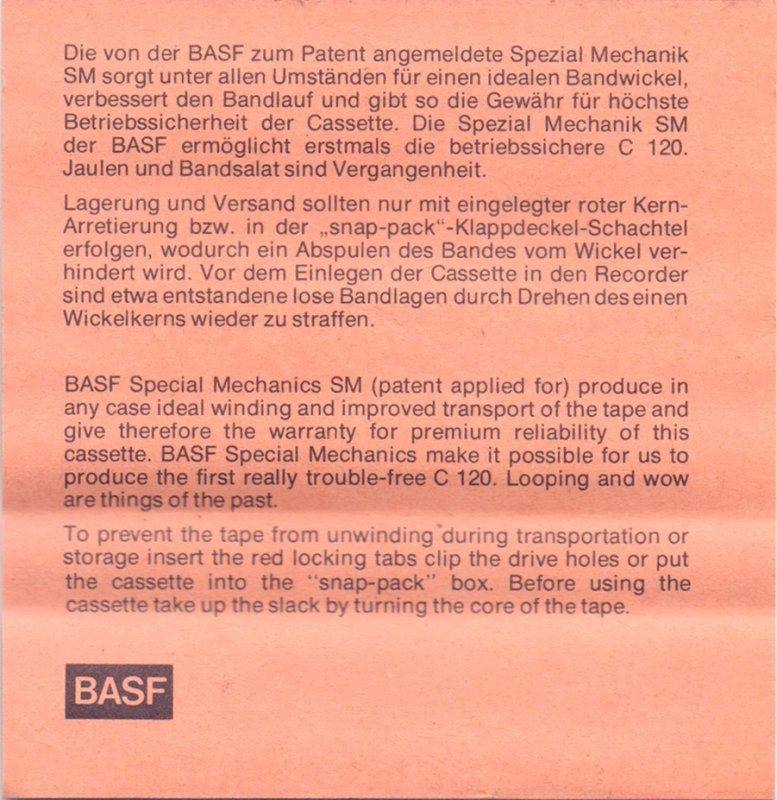Compact Cassette BASF LH 60 Type I Normal 1971 Europe