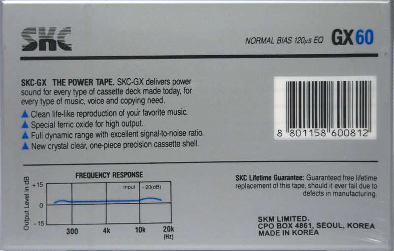 Compact Cassette SKC GX 60 Type I Normal 1990 Europe
