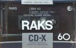 Compact Cassette RAKS CD-X 60 Type I Normal 1990 Europe