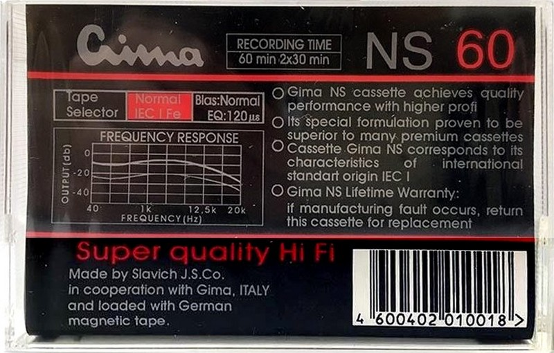 Compact Cassette Gima 60 "NS" Type I Normal USSR