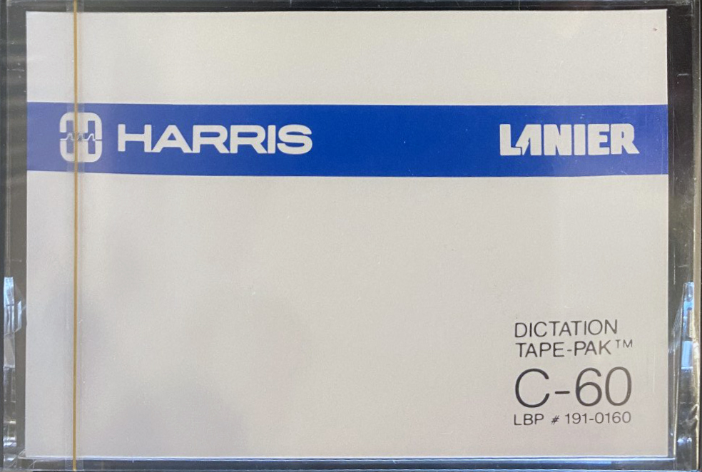 Compact Cassette Harris Lanier 60 "Dictation tape-pak" Type I Normal 1984 USA