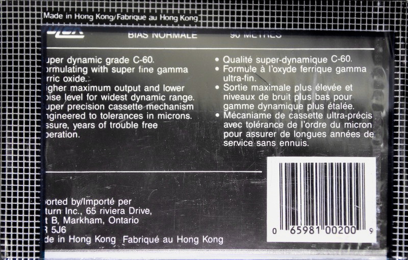 Compact Cassette Protek PX 1 60 "PX 1" Type I Normal Canada