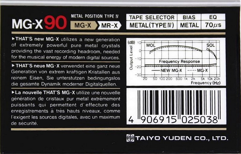 Compact Cassette Thats MG-X 90 Type IV Metal 1989 Europe