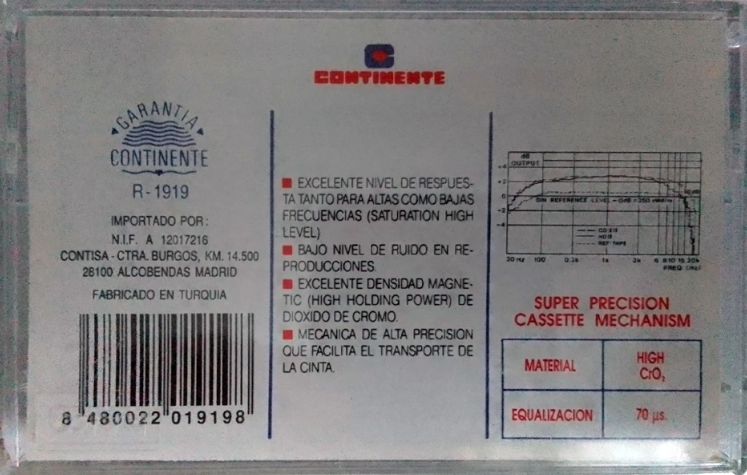 Compact Cassette Continent / Continente 60 "SC-X" Type II Chrome Spain