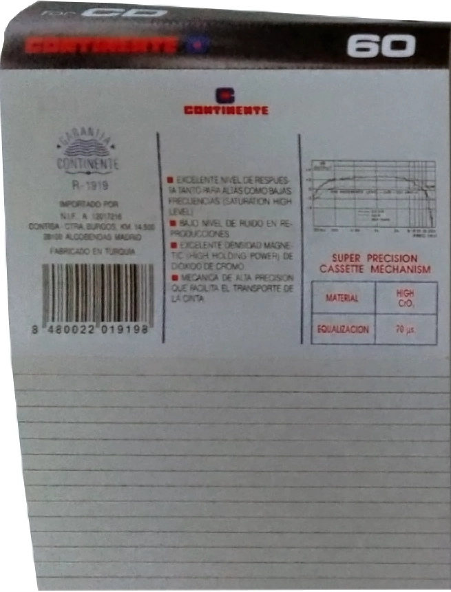 Compact Cassette Continent / Continente 60 "SC-X" Type II Chrome Spain
