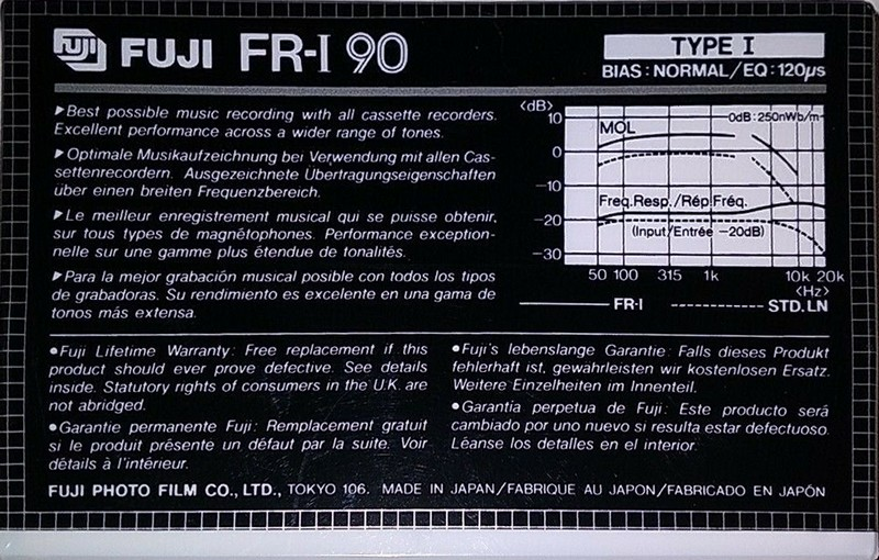 Compact Cassette Fuji FR-I 90 Type I Normal 1982 Europe