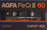 Compact Cassette AGFA CARAT 60 "HDX" Type III Ferro Chrome 1982 Europe