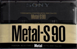 Compact Cassette Sony Metal-S 90 "MTL-90B" Type IV Metal 1989 Europe