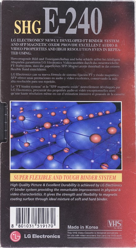 VHS, Video Home System LG SHG 240 Type I Normal 1990 Europe