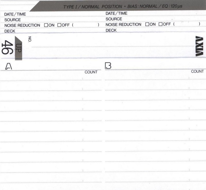 Compact Cassette AXIA UP 46 "UP 46" Type I Normal 1988 Japan
