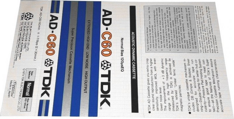 Compact Cassette TDK AD 60 Type I Normal 1979 Europe, USA
