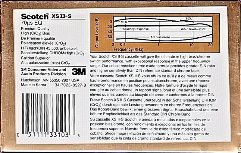 Compact Cassette Scotch XS II-S 60 Type II Chrome 1990 USA