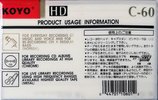 Compact Cassette KOYO 60 "HD" Type I Normal Japan, USA