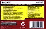 Compact Cassette Sony HF 60 "C-60HFC" Type I Normal 2002 Europe