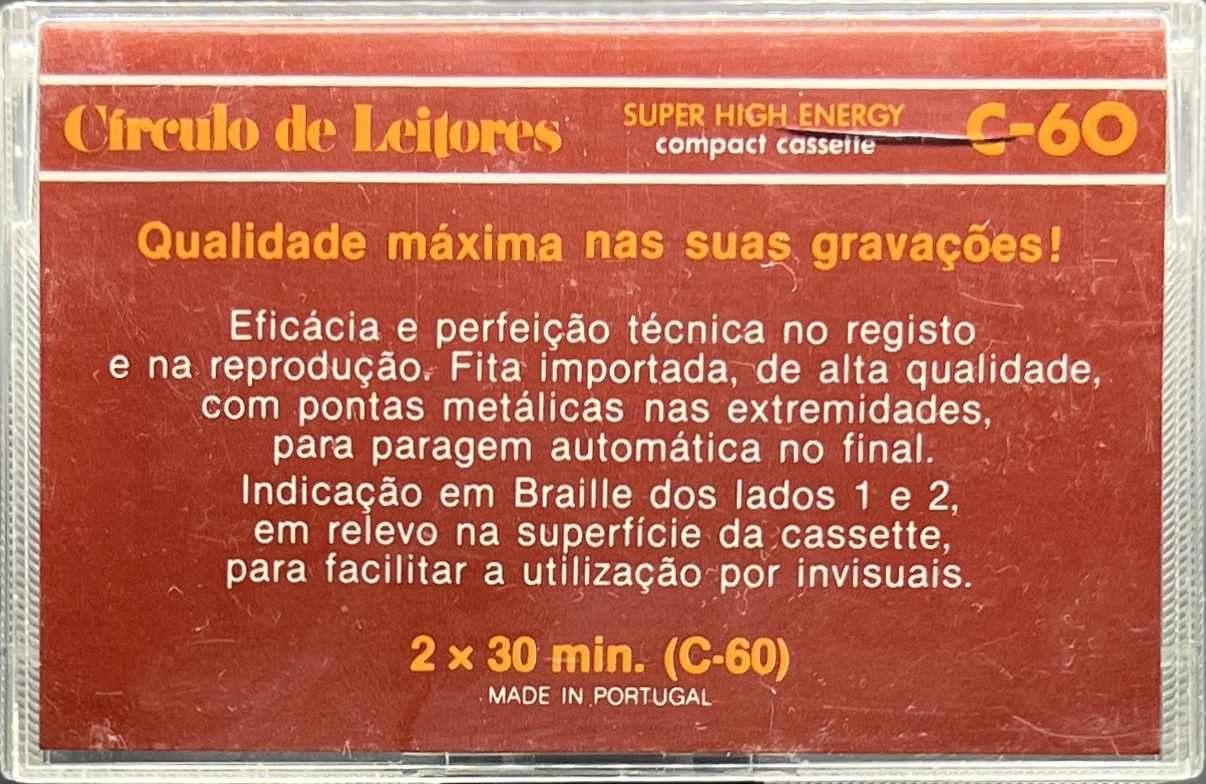 Compact Cassette Circulo de Leitores 60 Type I Normal Portugal