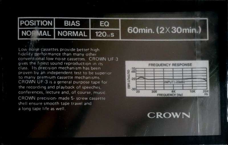 Compact Cassette Crown / Crown Radio Corporation UF-3 60 Type I Normal Europe