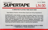 Compact Cassette SUPERTAPE LN 30 "44-601" Type I Normal 1988 Australia