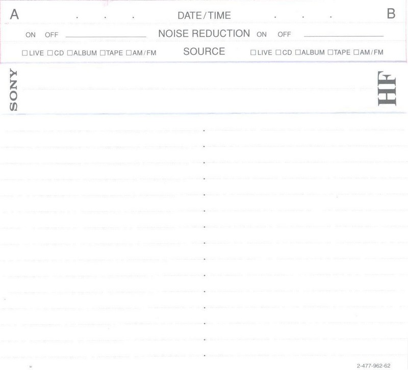 Compact Cassette Sony HF 60 "C-60HFC" Type I Normal 2002 Europe