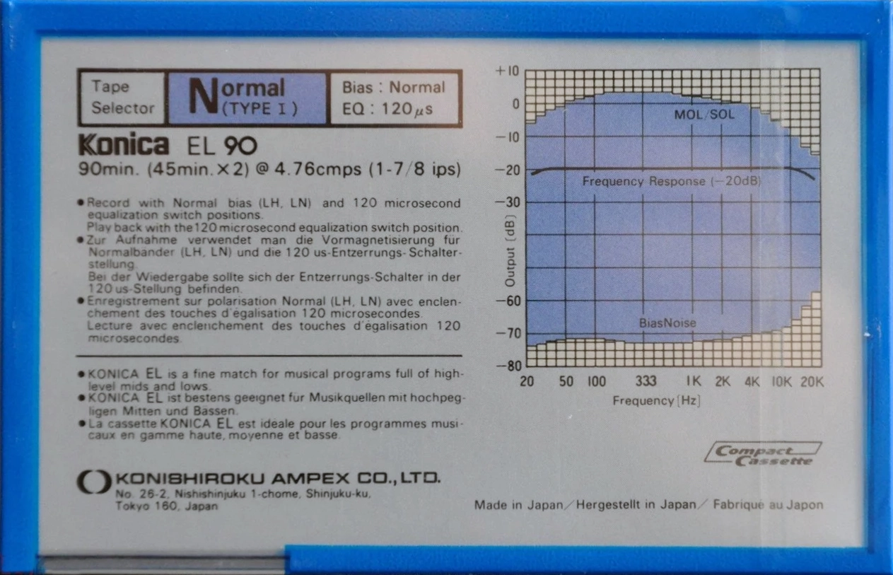 Compact Cassette Konica EL 90 Type I Normal 1984 Europe