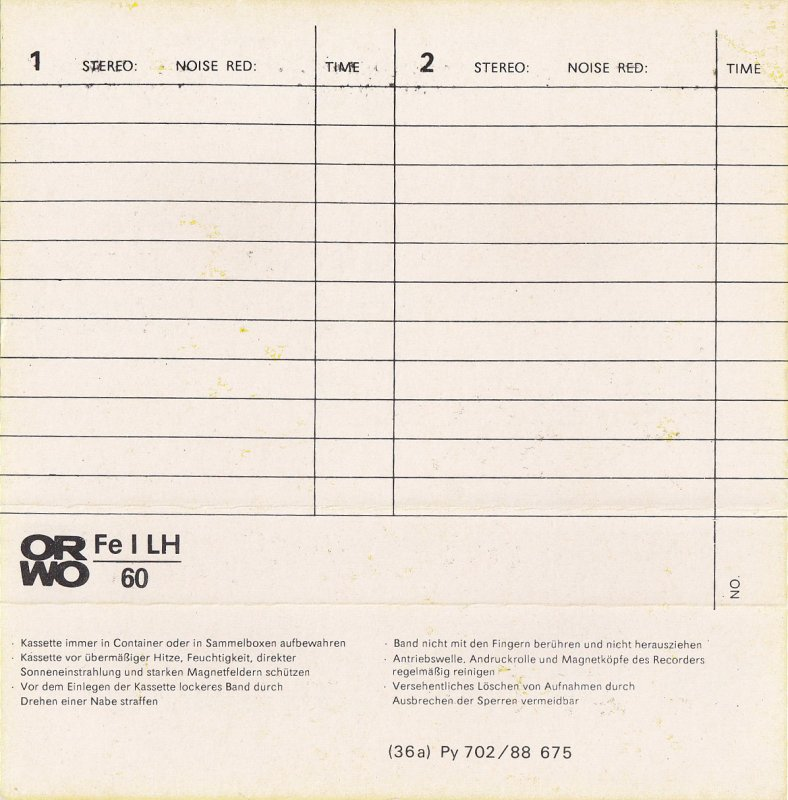 Compact Cassette ORWO 60 Type I Normal 1989 East Germany