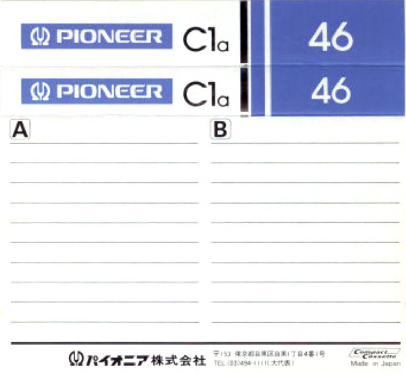 Compact Cassette Pioneer C1a 46 Type II Chrome 1982 Japan