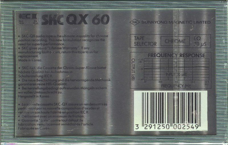 Compact Cassette SKC QX 60 Type II Chrome 1987 Europe