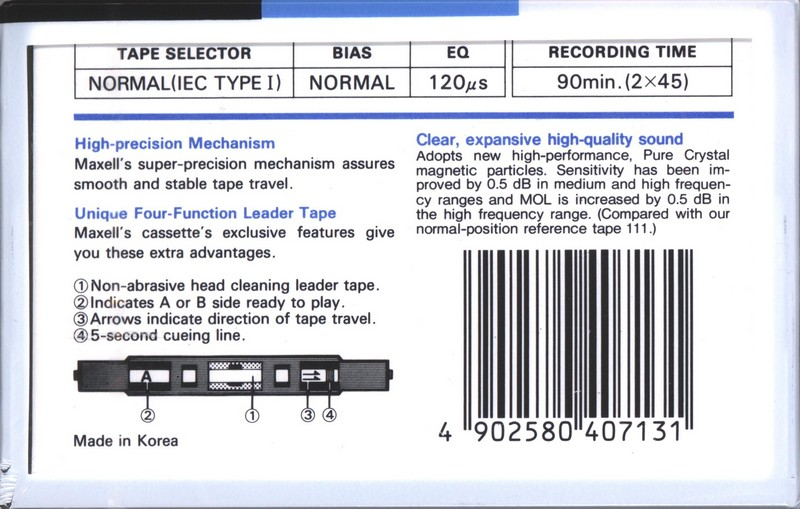 Compact Cassette Maxell S-LN 90 Type I Normal 1991 Europe