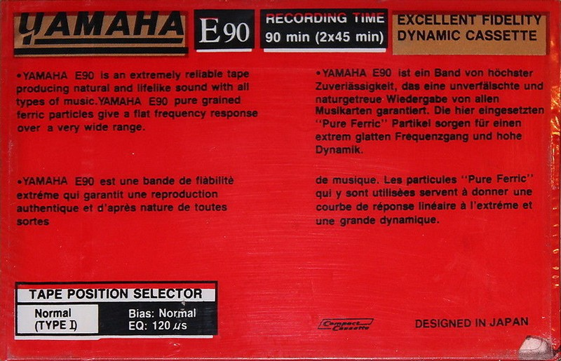 Compact Cassette Yamaha 90 Type I Normal Worldwide