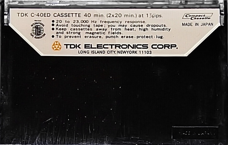 Compact Cassette TDK ED 40 "C-40ED" Type I Normal 1972 USA