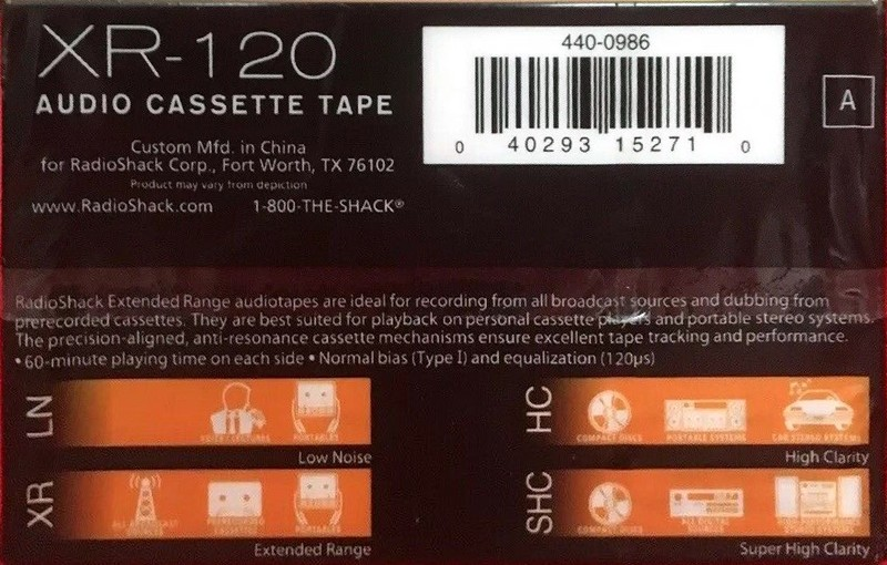 3 pack Radio Shack XR 120 "440-0986" Type I Normal 2002 USA