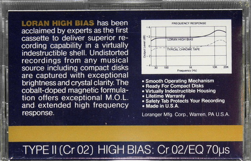Compact Cassette Loran 90 Type II Chrome 1985 USA
