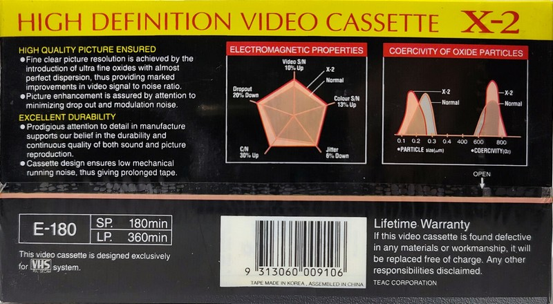 VHS, Video Home System Teac X-2 180 Type I Normal Europe