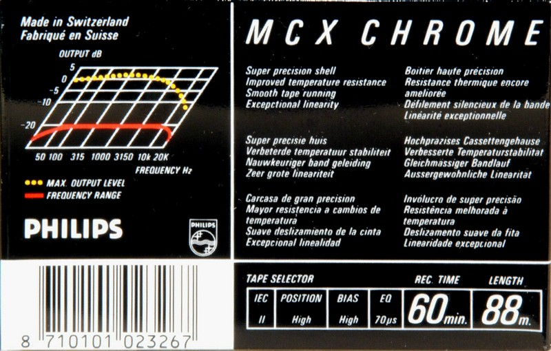 Compact Cassette Philips MCX Master 60 Type II Chrome 1988 Europe