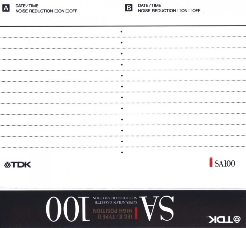 Compact Cassette TDK SA 100 "SA-100SE" Type II Chrome 1990 Australia, Europe