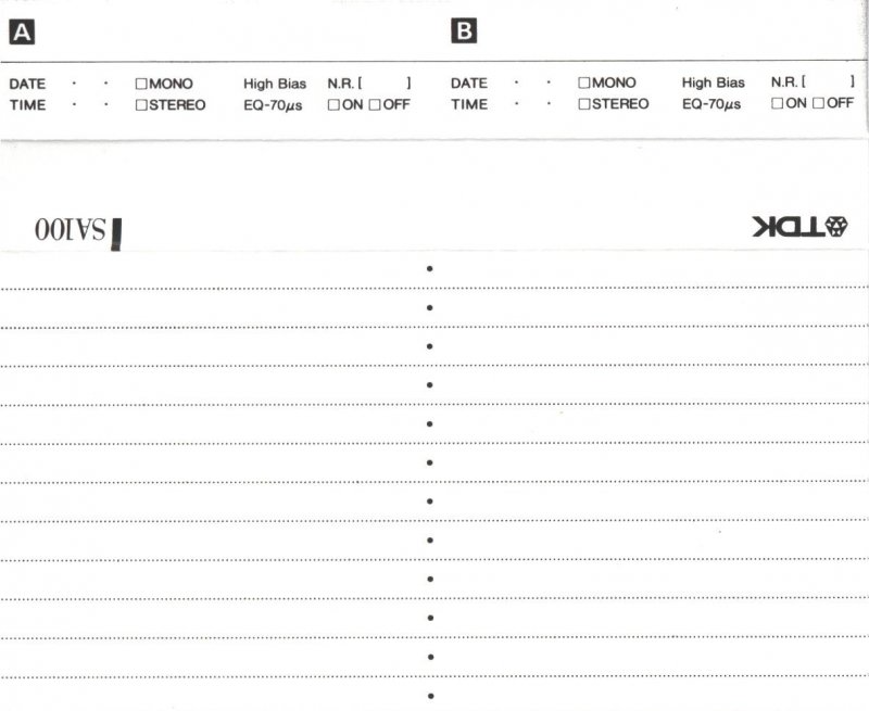 Compact Cassette TDK SA 100 "SA-100SE" Type II Chrome 1990 Australia, Europe