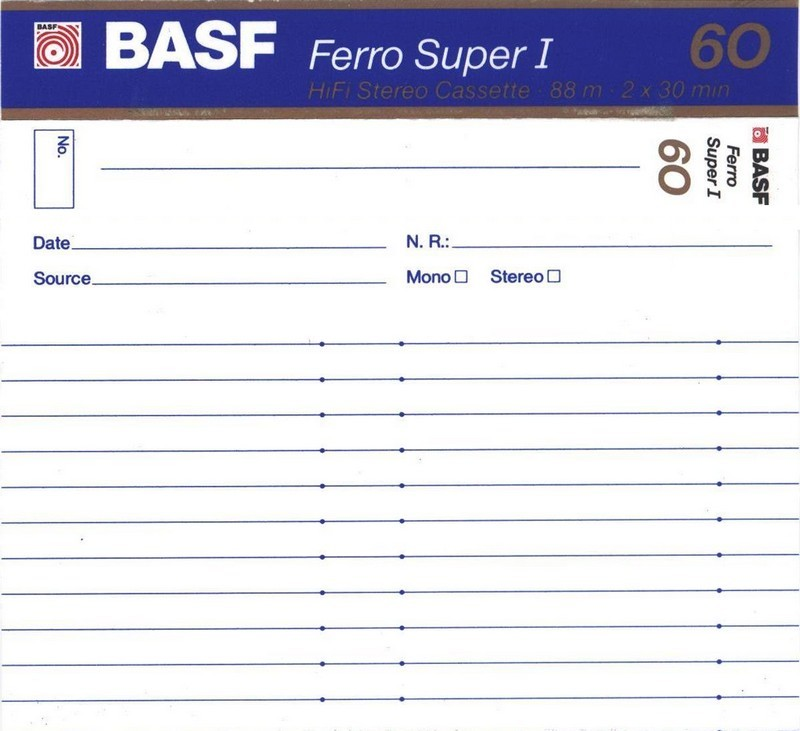 Compact Cassette BASF Ferro Super I 60 Type I Normal 1988 Europe