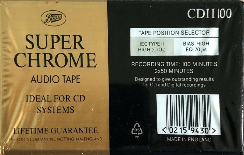 Compact Cassette Boots / Boots Audio CDII 100 Type II Chrome 1995 UK