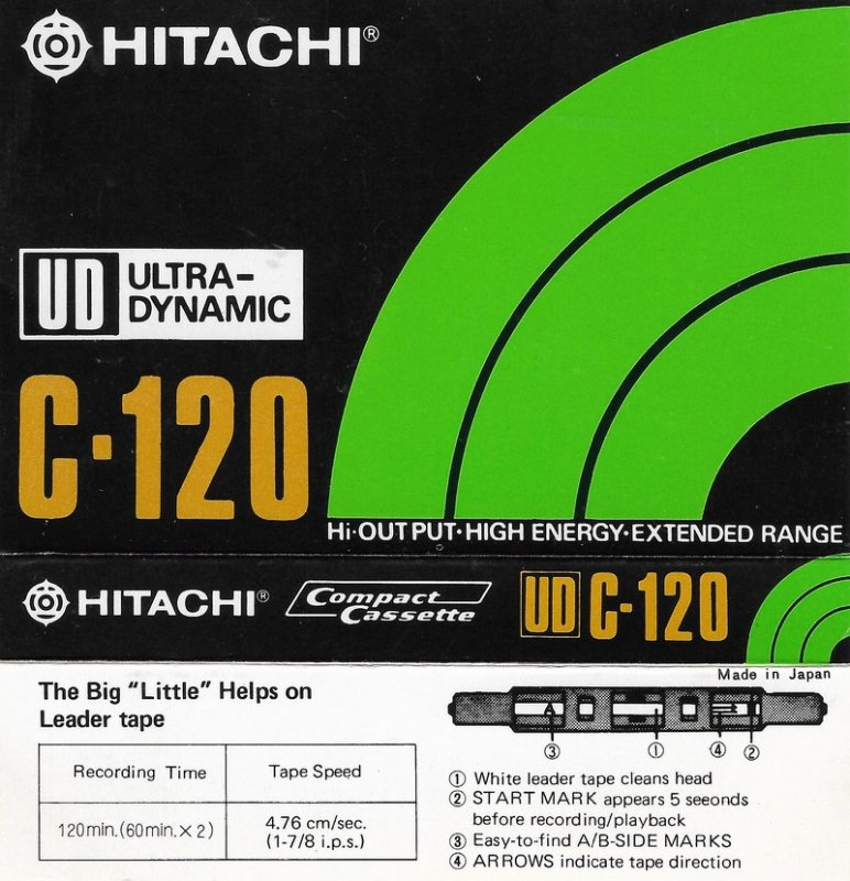 Compact Cassette Hitachi UD 120 Type I Normal 1974 USA