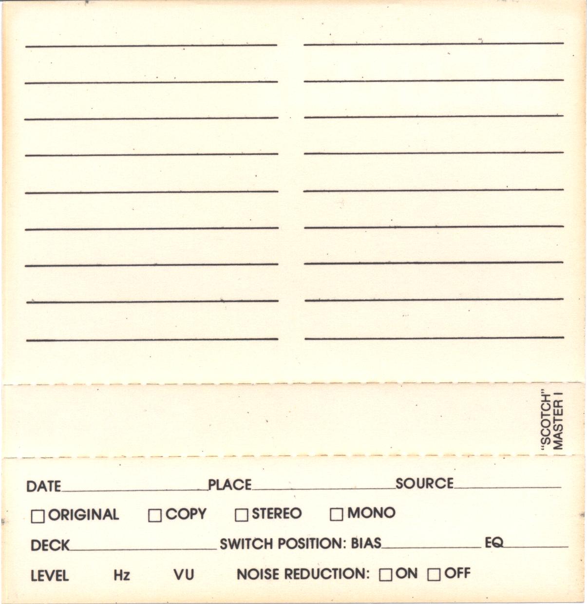 Compact Cassette Scotch Master I 90 Type I Normal 1979 USA