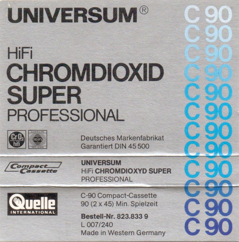 Compact Cassette Universum Super 90 Type II Chrome 1979 Europe