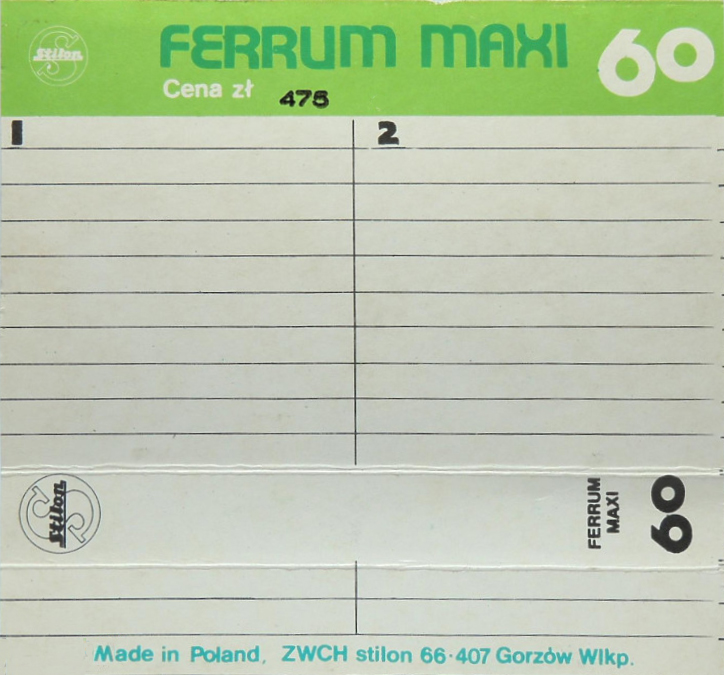 Compact Cassette Stilon 60 "White" Type I Normal Poland