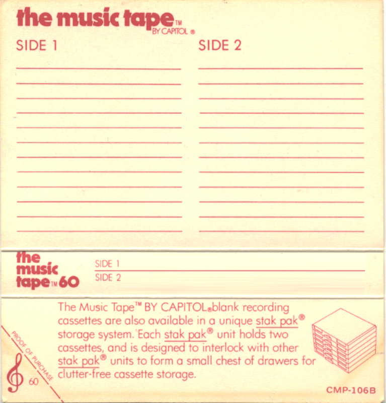 Compact Cassette Capitol The Music Tape 60 Type I Normal 1979 USA