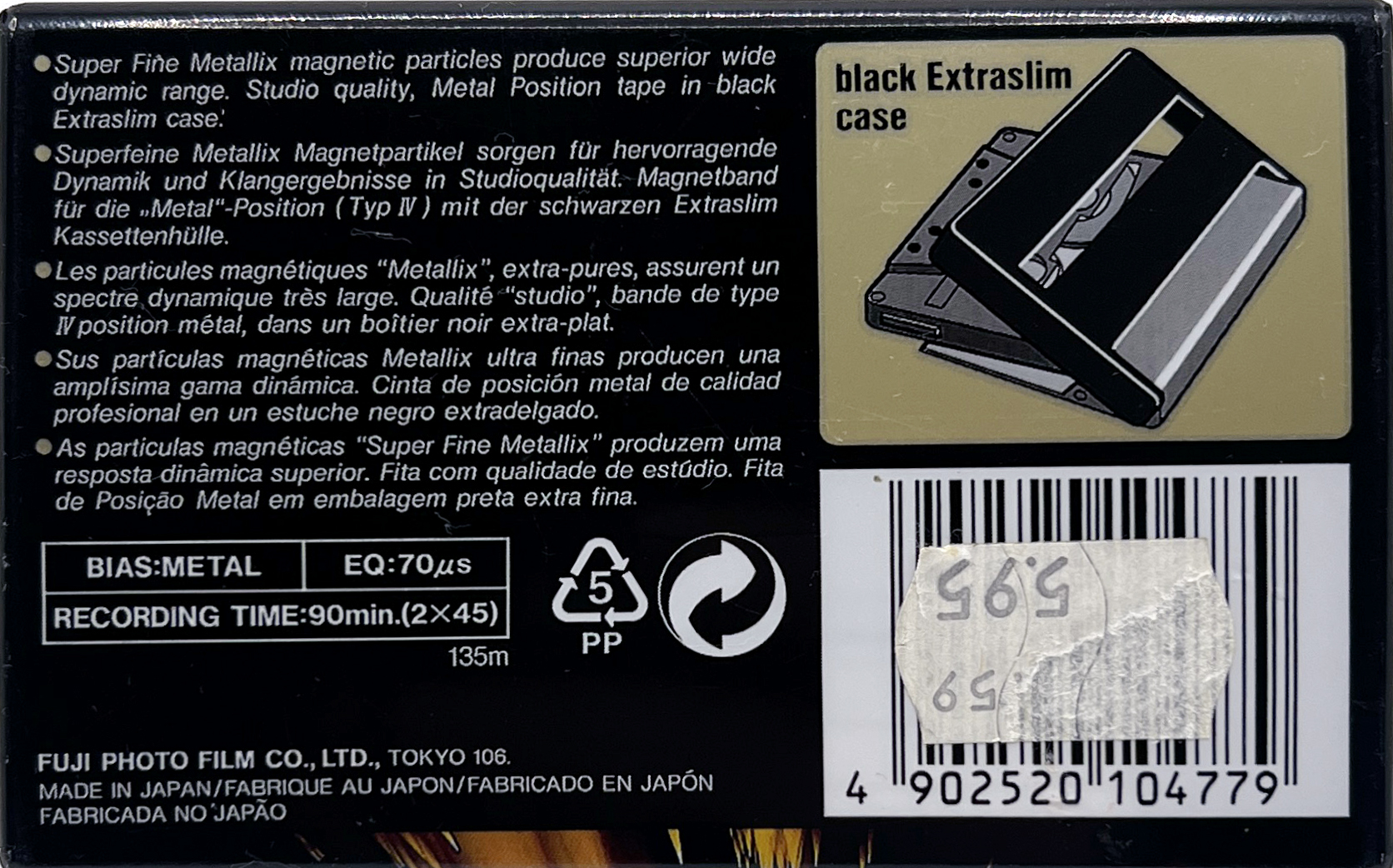 Compact Cassette Fuji Metal Z 90 Type IV Metal 1995 Europe