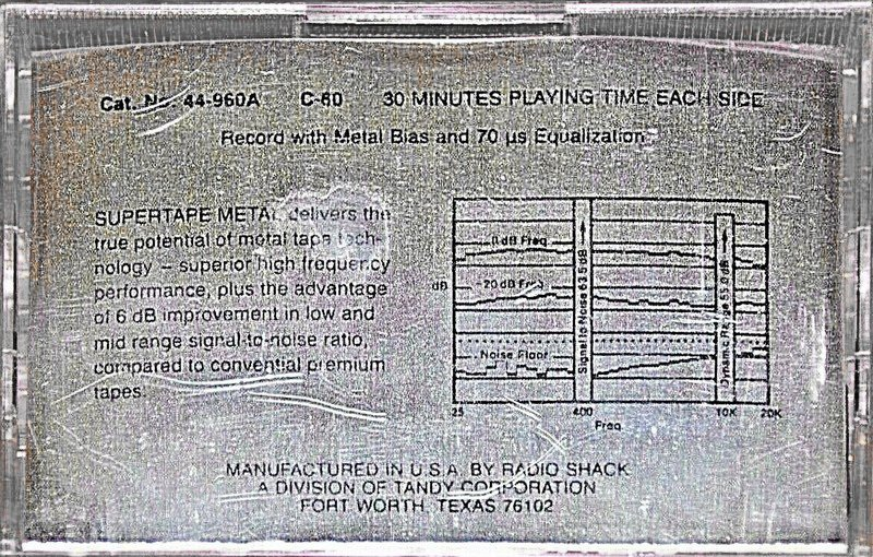 Compact Cassette SUPERTAPE Metal 60 Type IV Metal 1986 USA