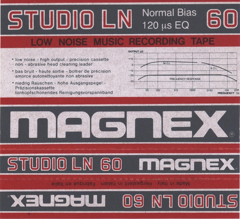 Compact Cassette Magnex Studio LN 60 Type I Normal 1983 Europe