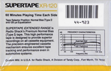 Compact Cassette SUPERTAPE XR 120 Type I Normal 1988 USA