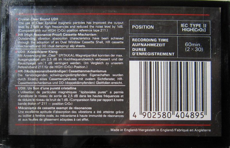 Compact Cassette Maxell UDII / UD2 60 Type II Chrome 1988 Europe