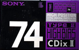 Compact Cassette Sony CDix II 74 Type II Chrome 1990 Japan