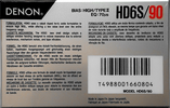 Compact Cassette Denon HD6S 90 Type II Chrome 1990 Europe
